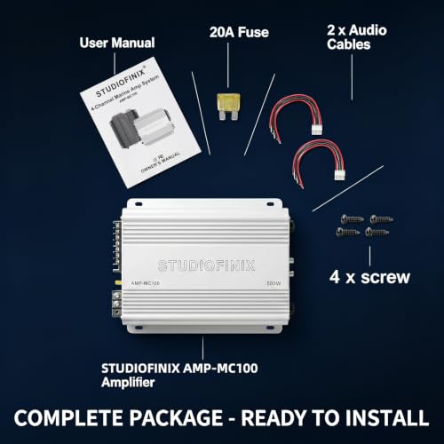 Marine Amplifier 4-Channel 500W Peak Waterproof Audio Amp - White