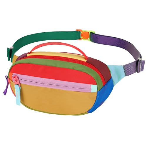 Retro Fanny Pack for Women Men Hiking Waist Bag with 2 Pockets - Yellow