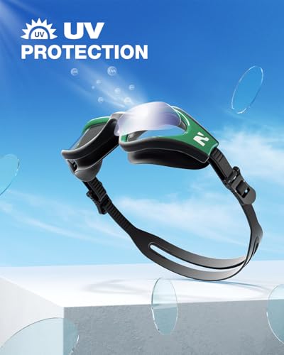Swimming Goggles Adult Mirrored Pool & Lap Goggles A4 - Green Frame Clear Lens