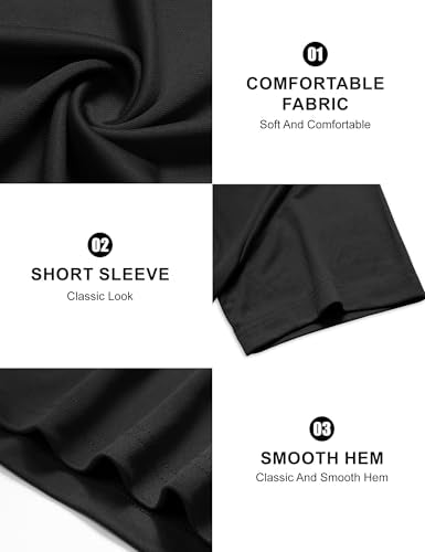Men's Henley Shirt 5 Pack - Moisture Wicking Breathable Short Sleeve Basic T-Shirts