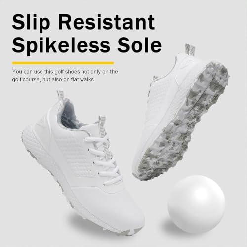 Ultiant Women’s Spikeless Waterproof Golf Shoes - White & Grey, Size 8.5