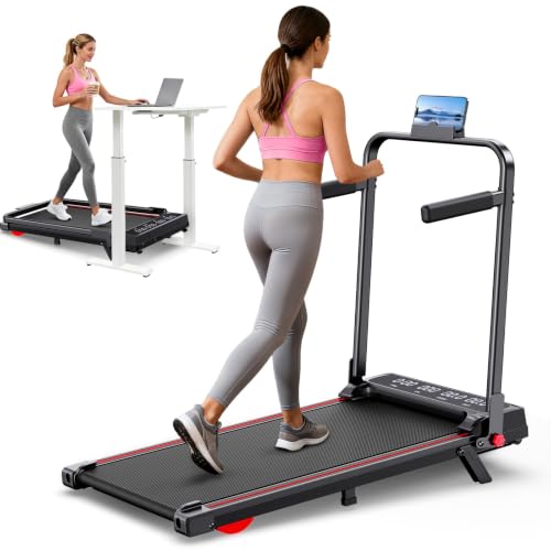 Large 3-in-1 Walking Pad Treadmill for Home with Handle Bar & 9% Incline - Supports 300lbs
