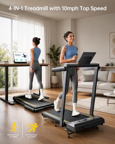 Shadow TOPUTURE 4-in-1 Foldable Walking Pad Treadmill with 12% Incline & Bluetooth Speaker