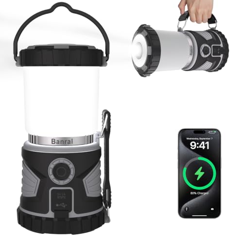 Banral 2000LM Rechargeable Camping Lantern Flashlight - 1 Pack, Super Bright LED Light