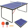 Blue 54x30 Inch Foldable Mini Ping Pong Table - 4.5FT Indoor/Outdoor Game Set