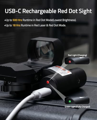 CVLIFE Rechargeable Red Dot Sight with Red/Green Laser & 4 Reticles for Hunting & Targeting