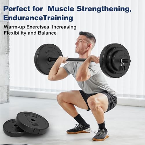 DERACY Adjustable 43lb Olympic Barbell Weight Set with 6 Plates & Foam Shoulder Pad