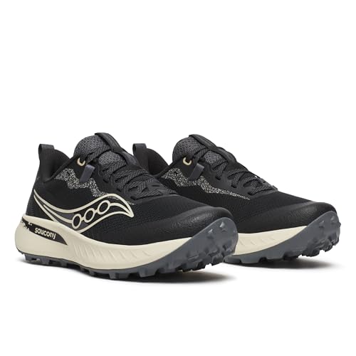 Saucony Peregrine 15 Trail Running Shoes 9 Wide Black Pearl - Neutral Cushioning, Lightweight, Durable