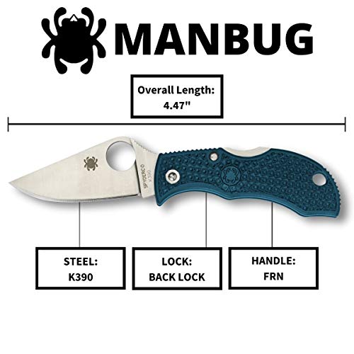 Spyderco Manbug Folding Knife K390 Blue FRN PlainEdge - Compact EDC