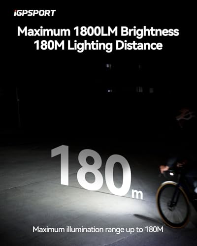 iGPSPORT 1800 Lumens Rechargeable Waterproof Bike Light for Night Cycling