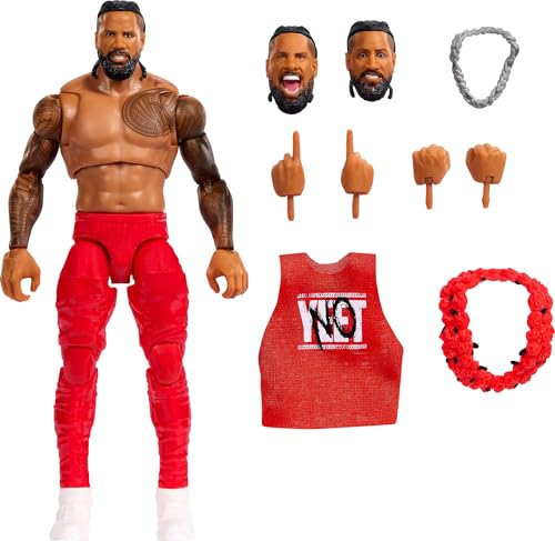 Mattel WWE Ultimate Edition Jimmy Uso Action Figure with Swappable Heads & Hands, 6-Inch Collectible Toy Set