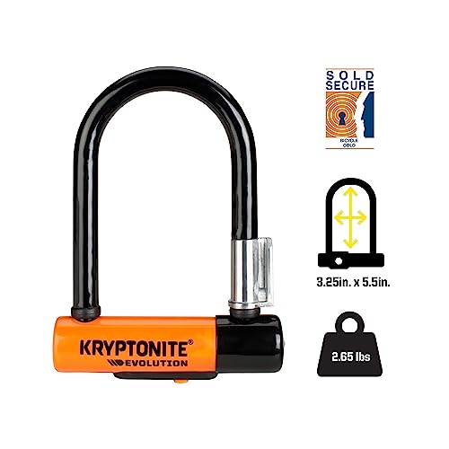 Kryptonite Mini-5 Bike U-Lock with 13mm Steel Shackle & FlexFrame Mount - Heavy Duty Security