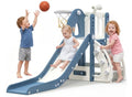 BIERUM 6-in-1 Toddler Indoor & Outdoor Slide Blue Gray, Safe & Foldable Playset for Ages 1-3