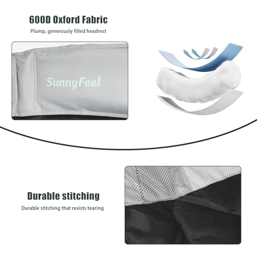 SUNNYFEEL Double Camping Chair Padded Loveseat for Adults - Black, Non-Heating