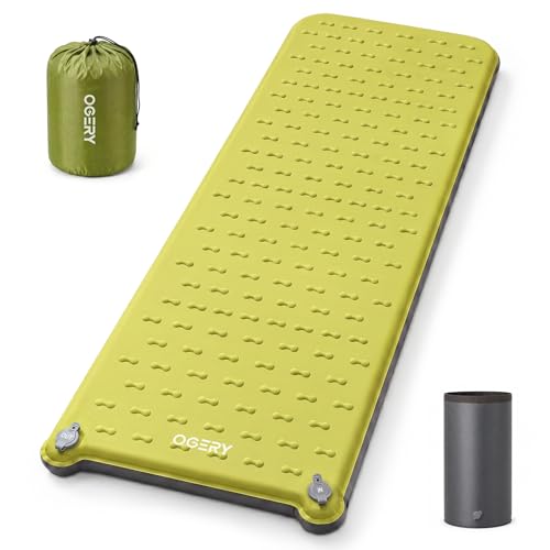 OGERY Green Foam Camping Mattress - Insulated Portable Sleeping Pad, 76.7 x 26.7 inches