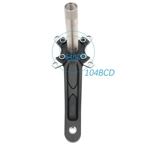 DJC Bike Crankset 104BCD with Chainring BSA Bottom Bracket with Spindle for MTB 1x 2X 3X Speed Mountain Bike Black Red Oilslick 170mm 175mm (175mm Black, Round 36T)