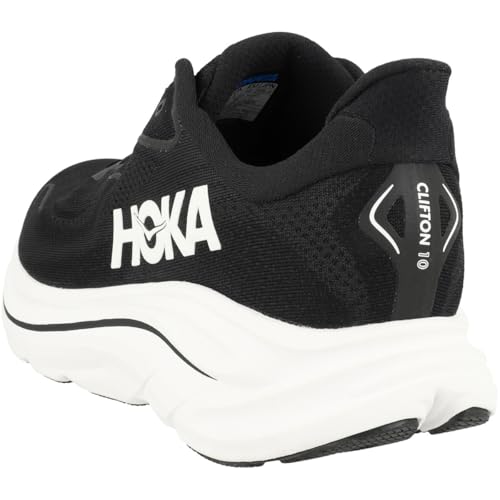 Hoka Clifton 10 Running Shoes for Men - Black & White, Size 11