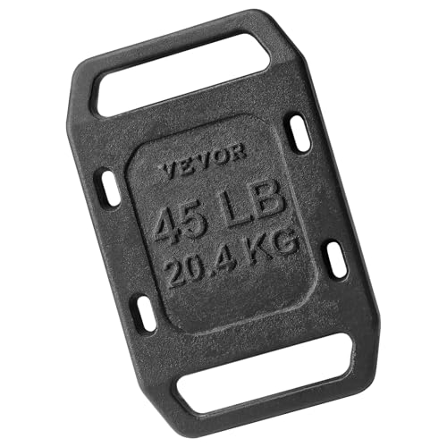 VEVOR Cast Iron Weights, 45LB Single Weighted Weights, Solid Plate Weight for Swings, Squat, Strength Training, Weightlifting, Fitness Workout