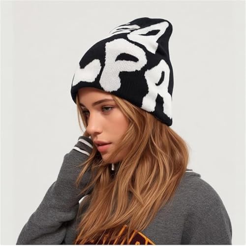 Winter Y2K Style Beanie Hat - Acrylic Knit Skull Cap for Women and Men