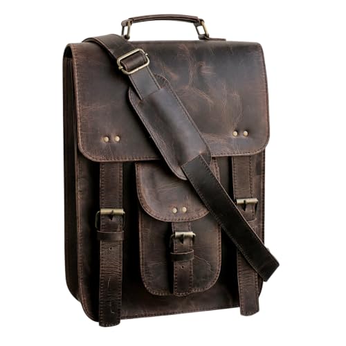 15-Inch Leather Messenger Bag for Men - Vintage Laptop Briefcase