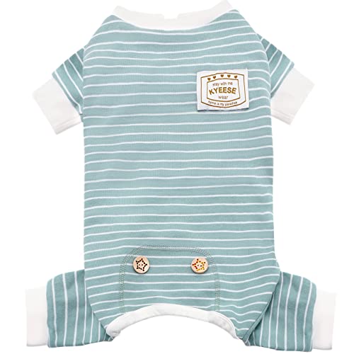 X-Small Striped Dog Pajamas - Soft Stretchy Onesie for Small Dogs, Green