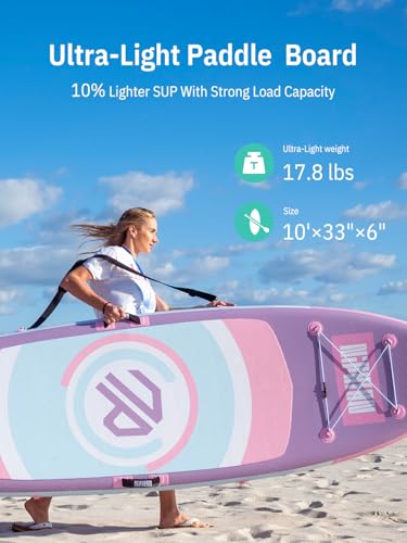 Inflatable Paddle Board 10' Ultra-Light SUP for Beginners - Light Purple
