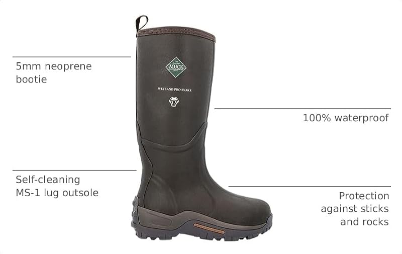Men's Waterproof Snake Strike Resistant Rubber Work Boots - Brown, Size 11