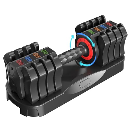 Black 25Lb Adjustable Dumbbell - 5-in-1 Fast Weight Change for Full Body Workout