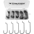 Offset Worm Hooks 100PCS - 5 Sizes for Soft Plastic Lures, Salt & Freshwater Fishing