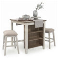 Whitewash 3-Piece Counter Height Dining Table Set with Bar Stools