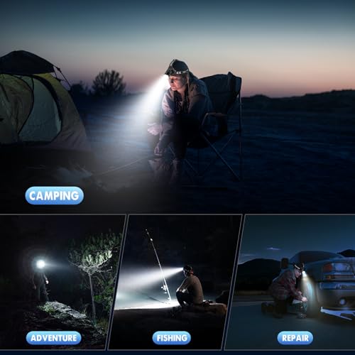 Rechargeable LED Headlamp 2 Pack - Super Bright, 5 Modes, Zoomable, Waterproof, Black
