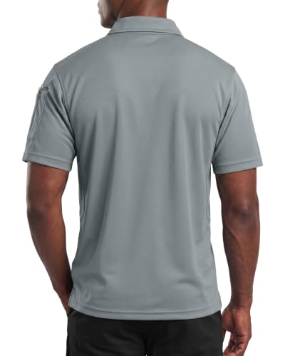 Mens UPF 50+ Quick Dry Pique Jersey Polo Shirt - X-Large Light Grey