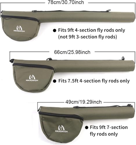 Fly Fishing Rod Case with Reel Pouch - 9ft 4-Section Green, Complete Protection