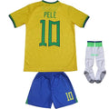 Youth Soccer Jersey Shorts & Socks Set Vintage Brazil #10 Yellow 28