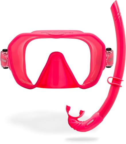 Pink Fluo Snorkel & Mask Combo for Snorkeling - Lightweight & High Performance