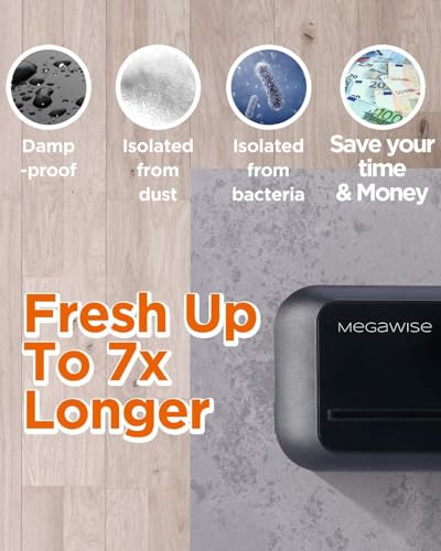 MEGAWISE Silver Portable Vacuum Sealer Machine with External Vacuum & Cutter, Food Preservation