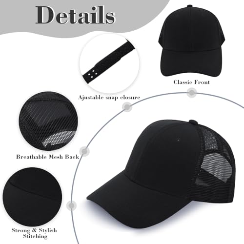 Black 24 Pack Mesh Trucker Hats - Adjustable Baseball Caps for Men and Women
