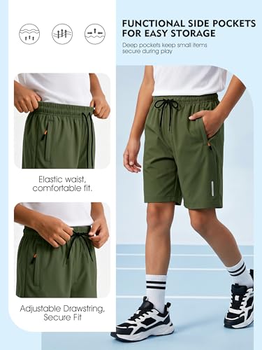 Men's Athletic Running Shorts with Zipper Pockets - Lightweight Quick Dry Cargo for Gym & Outdoors
