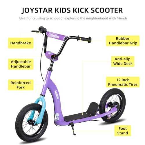 JOYSTAR Purple 12-Inch Kids Kick Scooter for Ages 5+ Teens & Youth