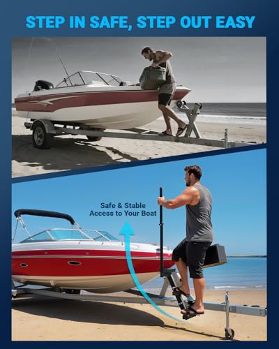 Boat Trailer Side Mount 3-Step with Handrail - Heavy-Duty Steel, Rust-Resistant