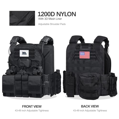 Xaegistac Black Tactical Vest with Quick-Release System for Military & Outdoor