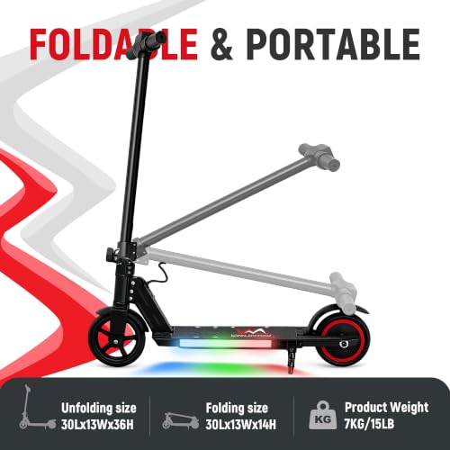 Kids Electric Scooter Black with Bright LED Lights & Dual Brakes - 150W