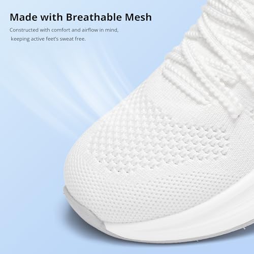 Kids Tennis Shoes Slip-On Sports Sneakers for Girls - White, 2 Big Kid