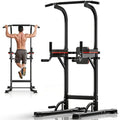 ZENOVA Black Multi-Function Power Tower Pull Up Bar with Dip Station and Adjustable Height