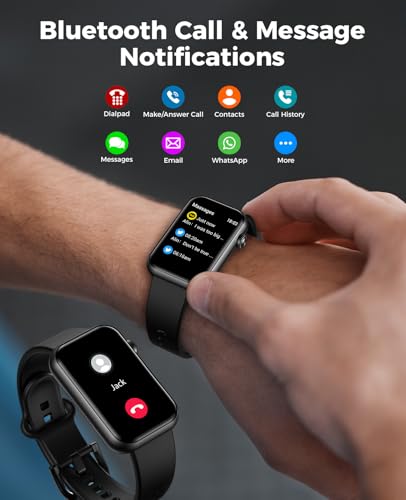 Smart Watch Fitness Tracker with Bluetooth Calls & Heart Rate Monitoring - Black