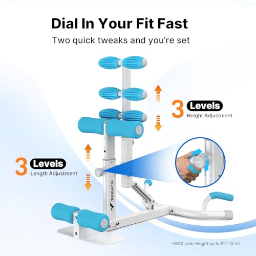 MERACH Adjustable Deep Squat Machine for Women - White & Blue, XL - Home Glutes & Leg Workout Equipment