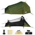 Night Cat Flat Lay Hammock Tent with Mosquito Net & Waterproof Rainfly - Green, 1 Person