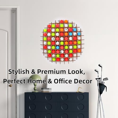 KBKJYYGS Wooden Golf Ball Display Case - Holds 78 Balls, Wall Mountable, Unique Ball-Shaped Design