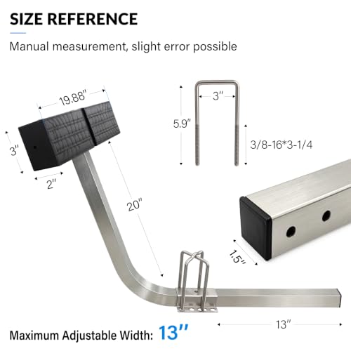 Boat Trailer Guide Bar 20'' Stainless Steel with Aluminum Alloy Square Tube, Anti Slip Rubber Sleeve