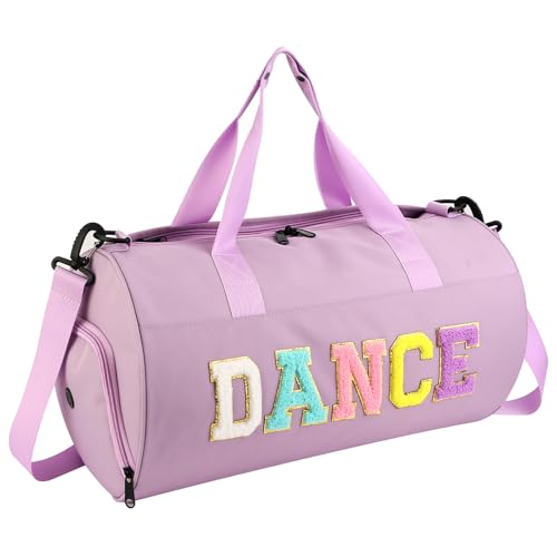 Dance Ballet Bag for Girls - Purple L Size Gym Duffle with Adjustable Strap